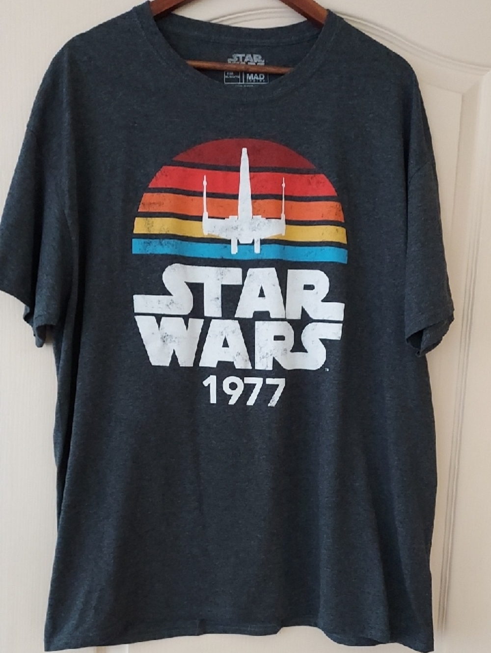 Star Wars Charcoal Tee 1977 Retro Graphic, Mens XL